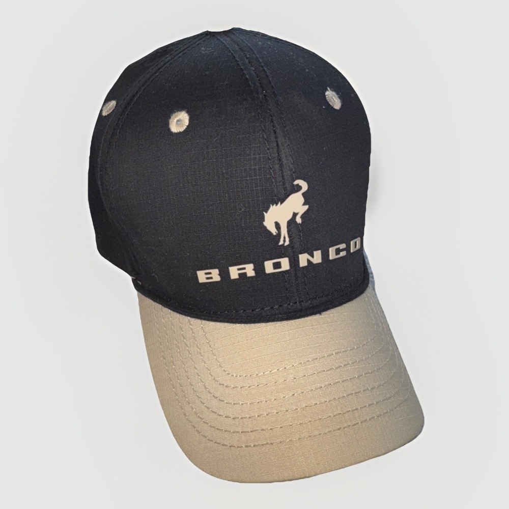 Ford Bronco Hat Strap Back Black Gray Horse Logo OSFA